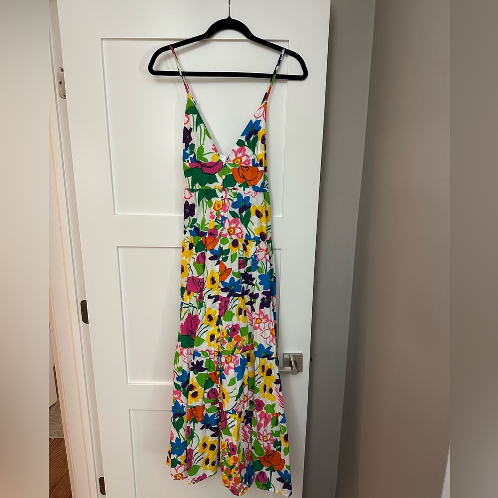 JCrew triangle top bright floral maxi, tiered bottom, Size M, new with tags.